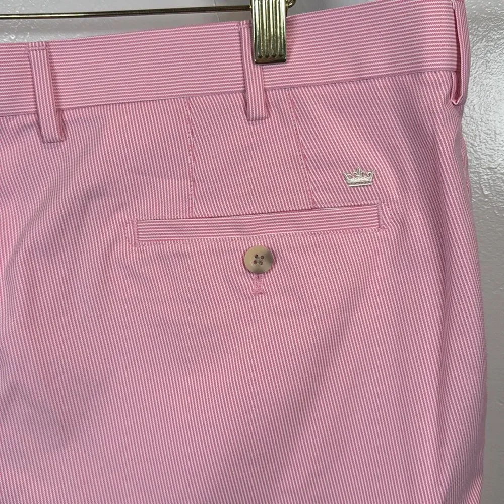Peter Millar Crown Sport Shorts Pink White Stripe Size 40 Golf Outdoor Sports